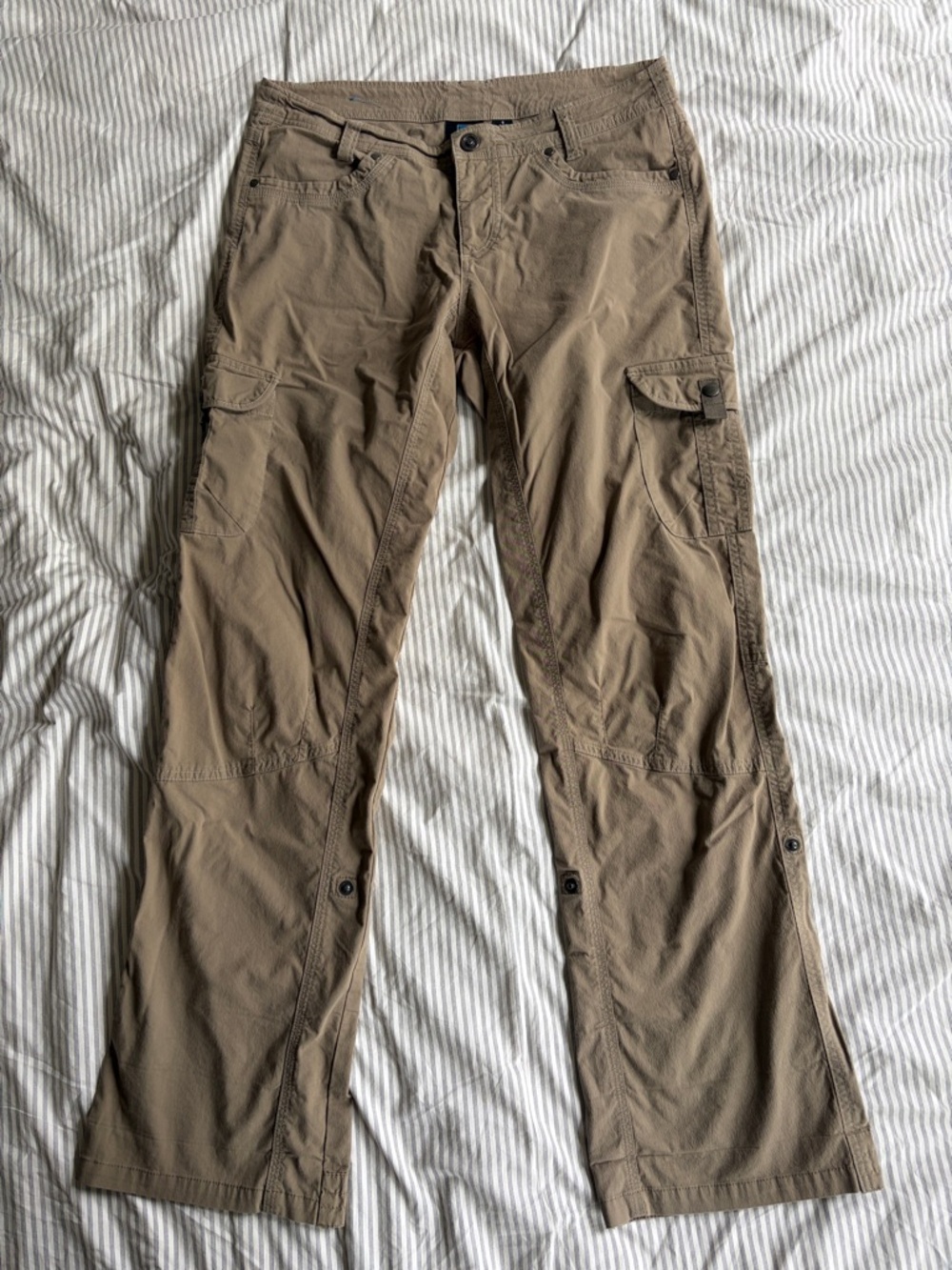 Kuhl Women's Tan Cargo Roll Up Hiking Pants - Lightweight Outdoor Utility